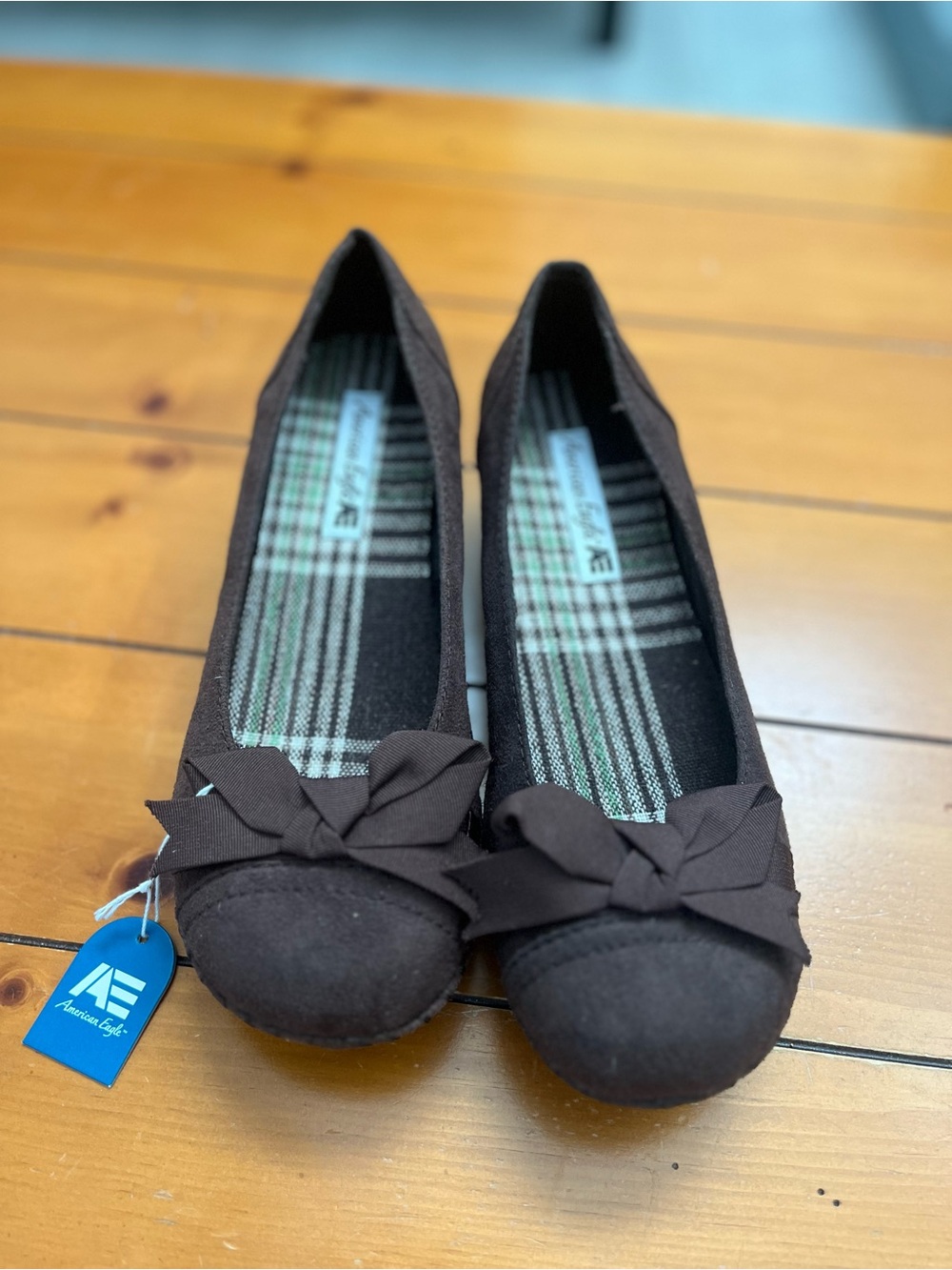 American Eagle Outfitters Dark Brown Bow Ballet Flats